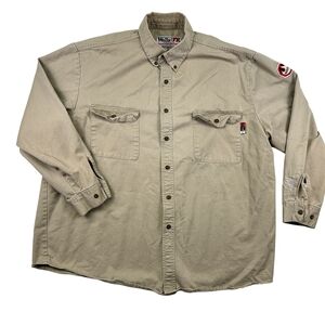 Walls FR Shirt Mens 2XL Flame Resistant Workwear Khaki Long Sleeve Utility